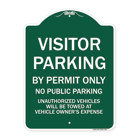 Signmission Visitor Parking By Permit No Public Parking Heavy-Gauge Aluminum Sign, 24" x 18", GW-1824-9741 A-DES-GW-1824-9741